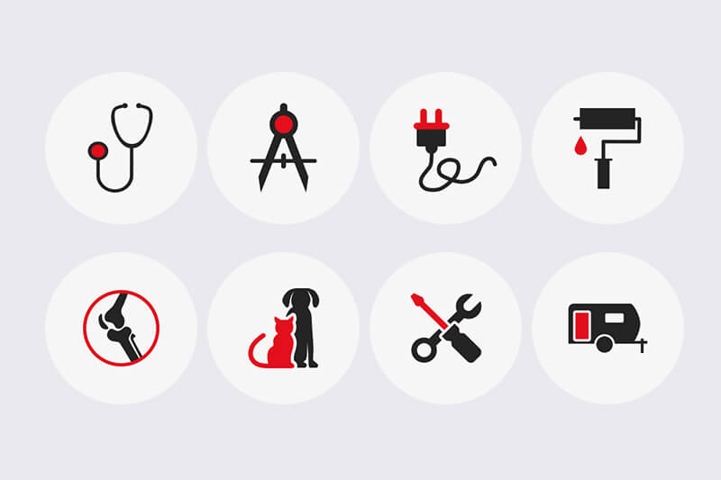 Icon Set Branchen gestaltet vom Grafikstudio Richter.